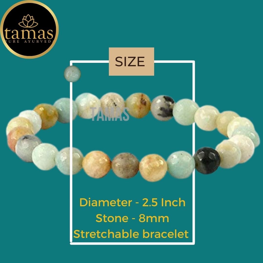 Tamas Amazonite Healing Crystal Stretchable Bracelet - Tamas: Luxury Indian Gifts