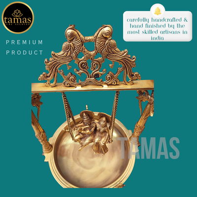 Tamas Brass Urli With Radha Krishna (25 Inches)