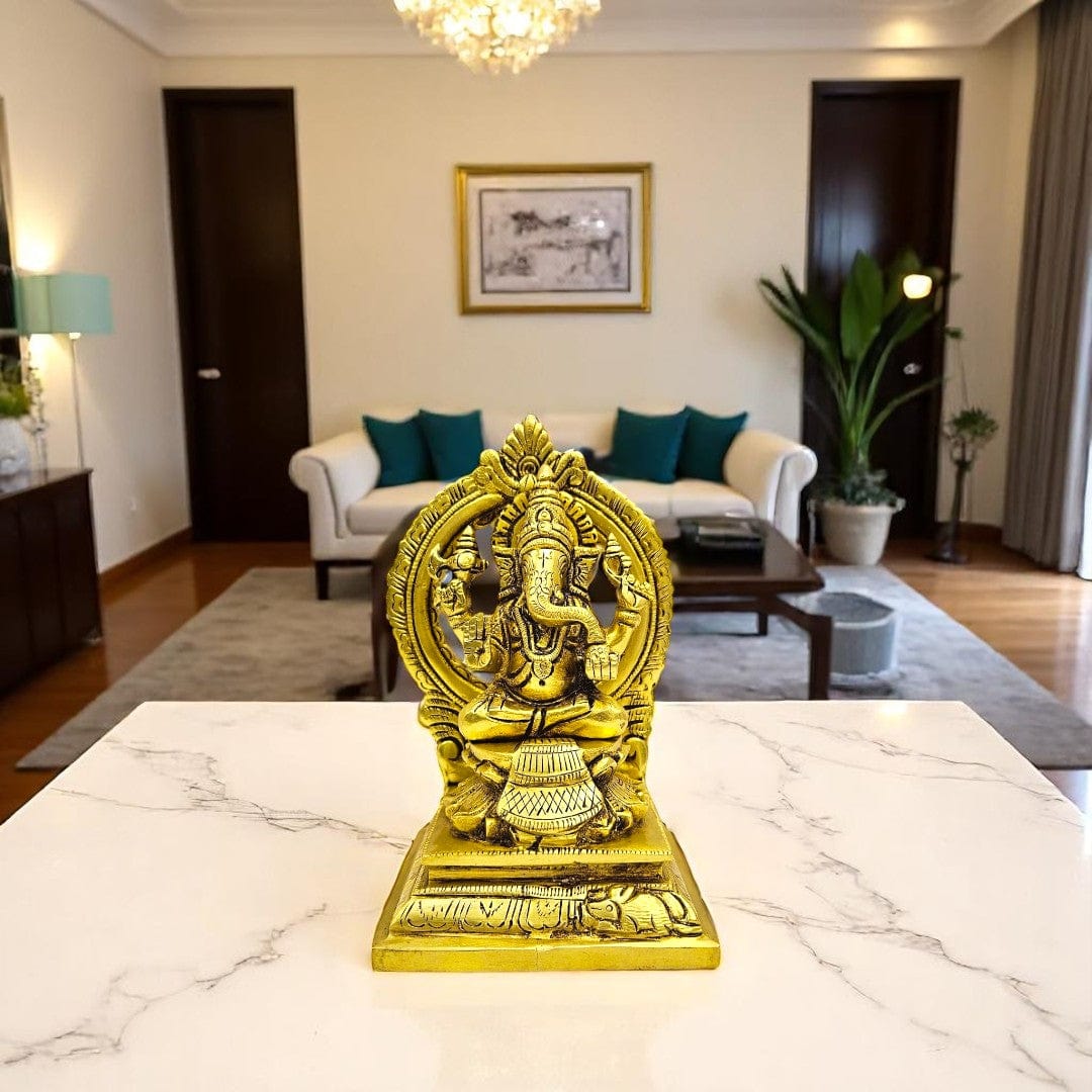 Tamas Brass Ganesh Bhagwan Sitting Posturel Antique Finish| Height 6.5 inches | Free Luxury Gift Box - Tamas: Luxury Indian Gifts