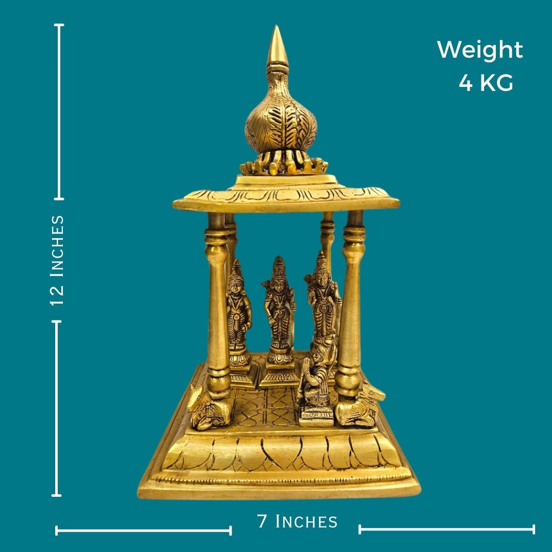 Brass Ram Darbar Idol in Temple (12 Inch) (Golden)