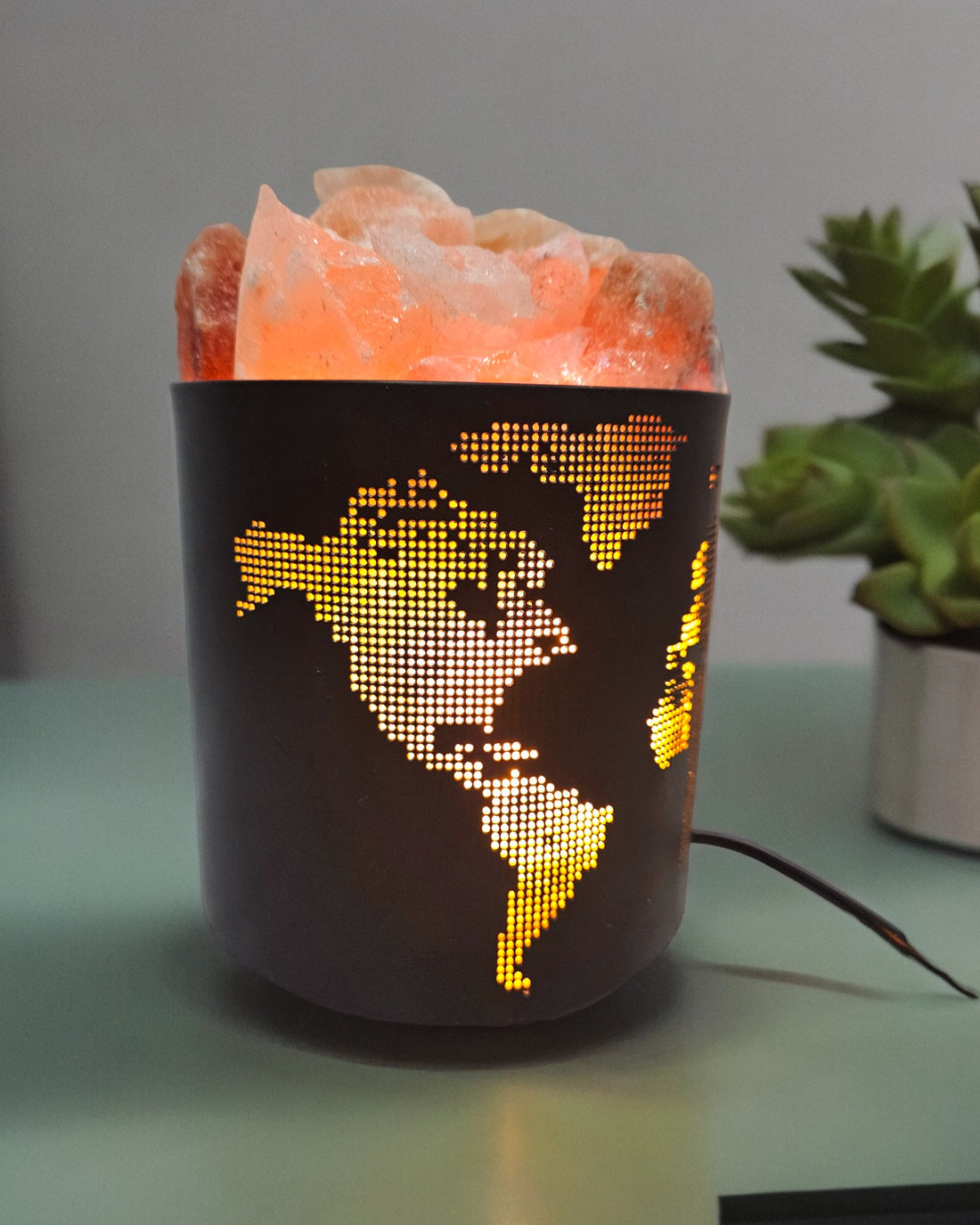 World Map Himalayan Rock Salt Lamp