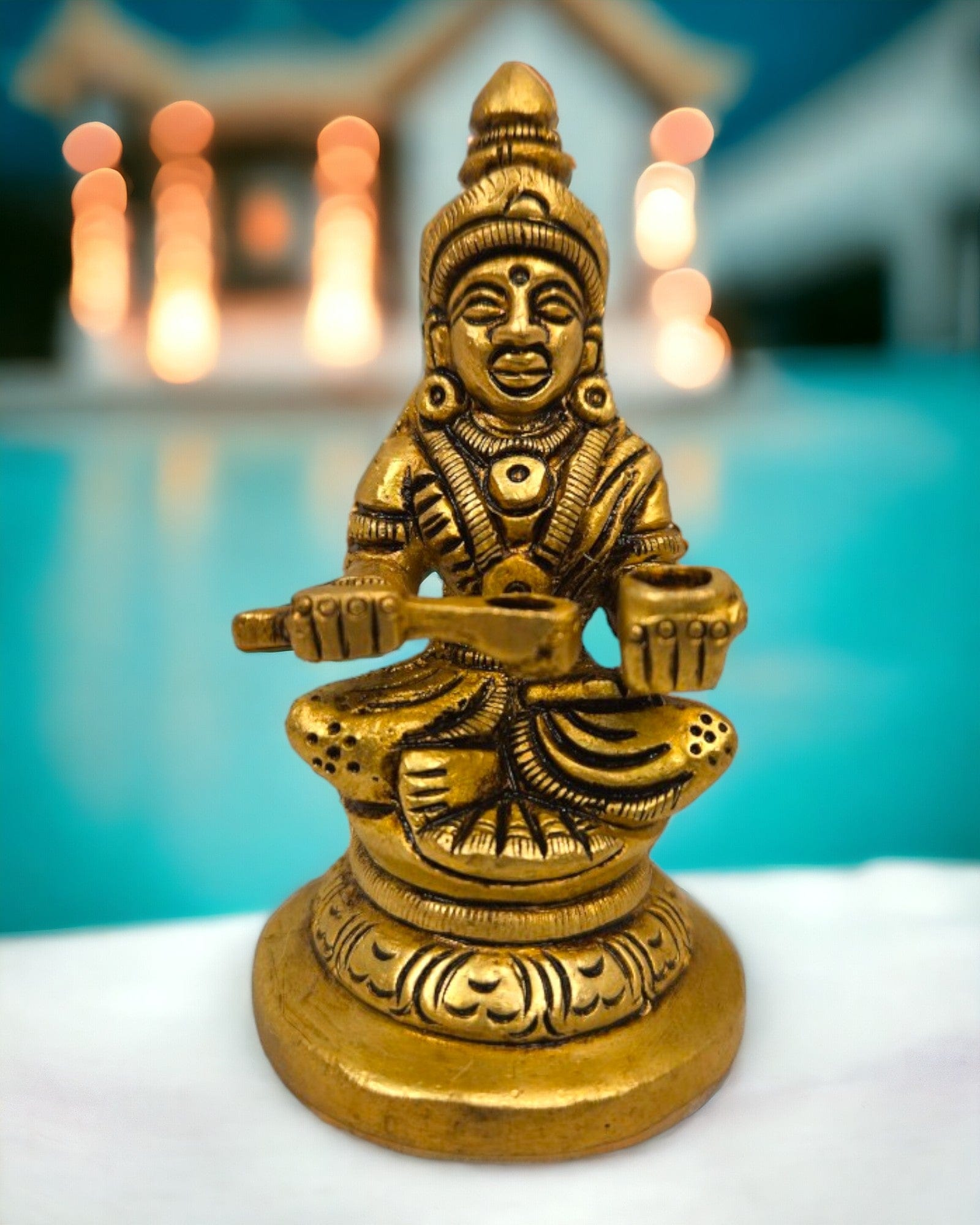 Brass Annapurna Handmade Statue/Idol(3 Inch)(Golden) - Tamas: Luxury Indian Gifts