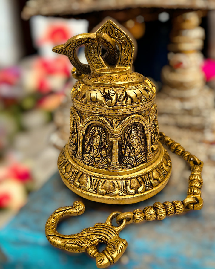 Brass Ganesha Temple Hanging Bell