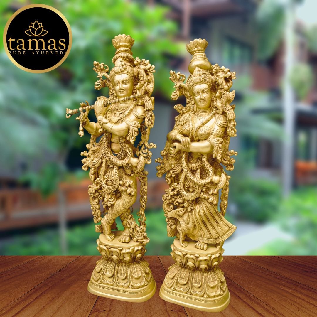 Brass Radha krishna pair