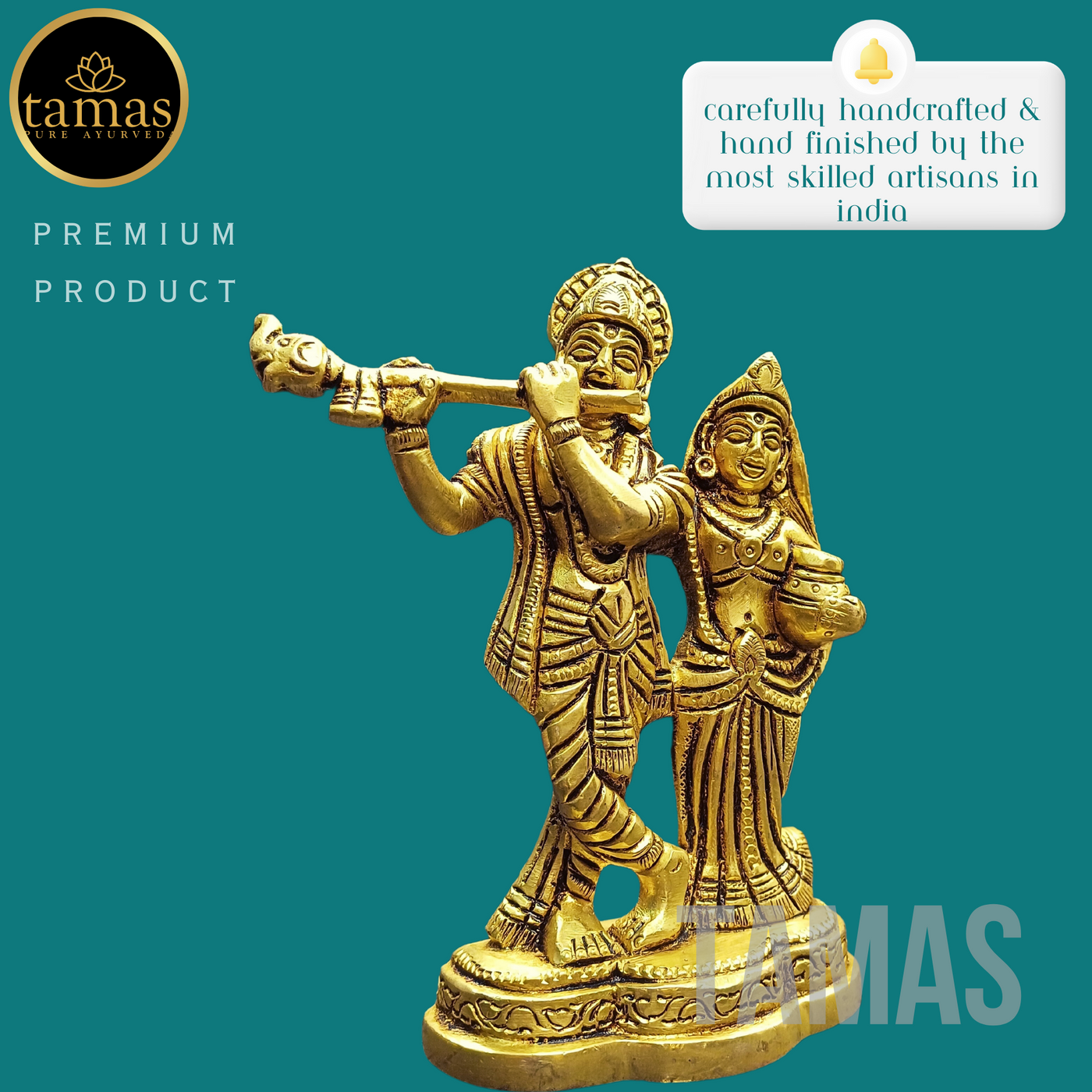 Tamas Brass Radha Krishna Statue (5 Inches)