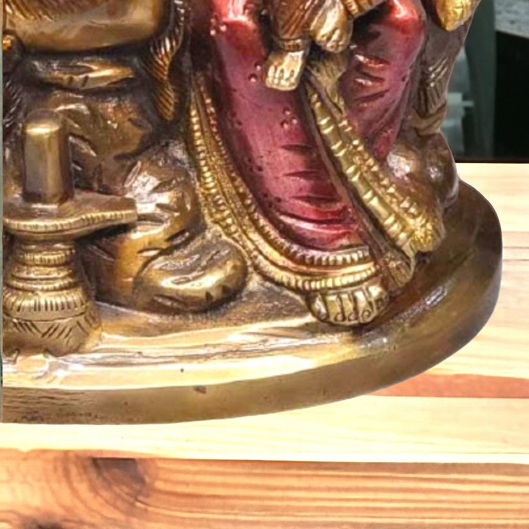 Tamas Brass Handcrafted Shiv Parivar Family Murti Statue/ Idol with Antique Finish (8.5 x 4.5 x 10 Inches, Golden) (Pack of 1) - Tamas: Luxury Indian Gifts