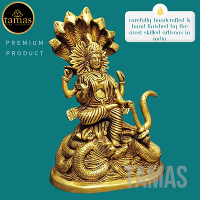 Tamas Brass Vishnu With Naag Statue (7.5 Inches)