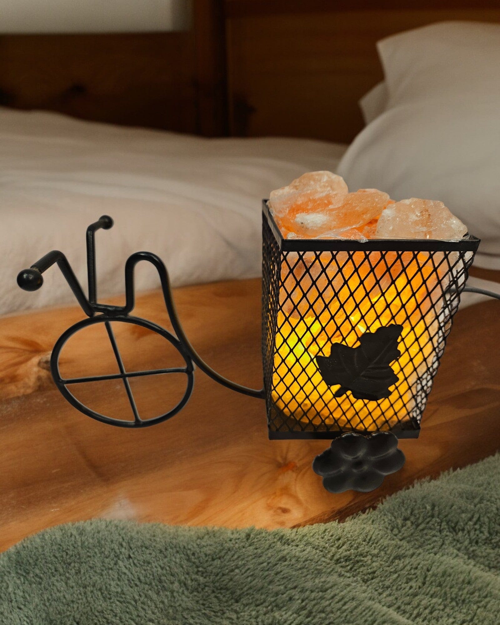 Antique Rickshaw Design Himalayan Rock Salt Lamp (15.24 cm) - Tamas: Luxury Indian Gifts