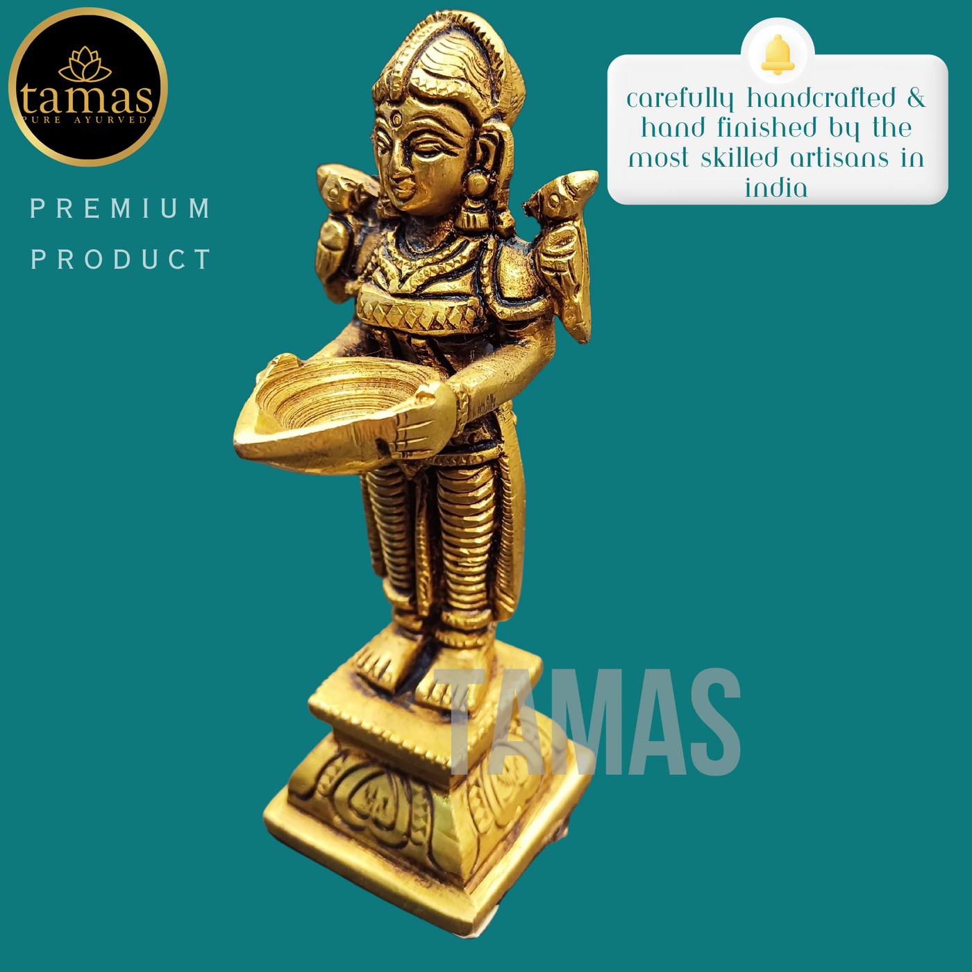 Tamas Brass Lady Holding a Lamp Statue (4.3 Inch)