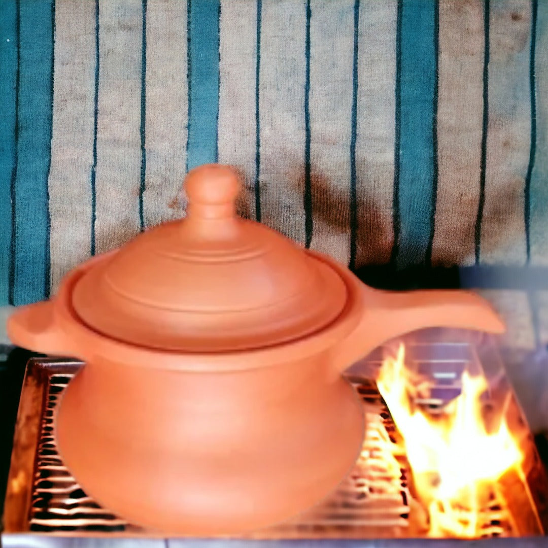 Tamas Handcrafted Terracotta Natural Clay Handi Shaped Cooker (Brown)