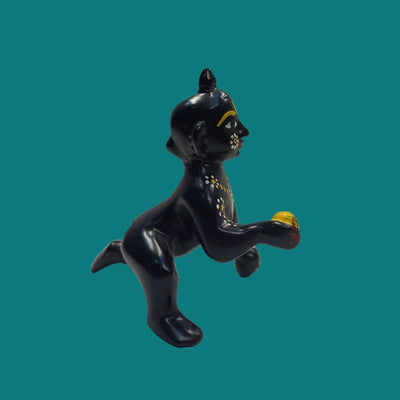 Tamas Brass Black Laddu Gopal - Thakur Ji Statue/Idol (Golden) (4.5 Inches)