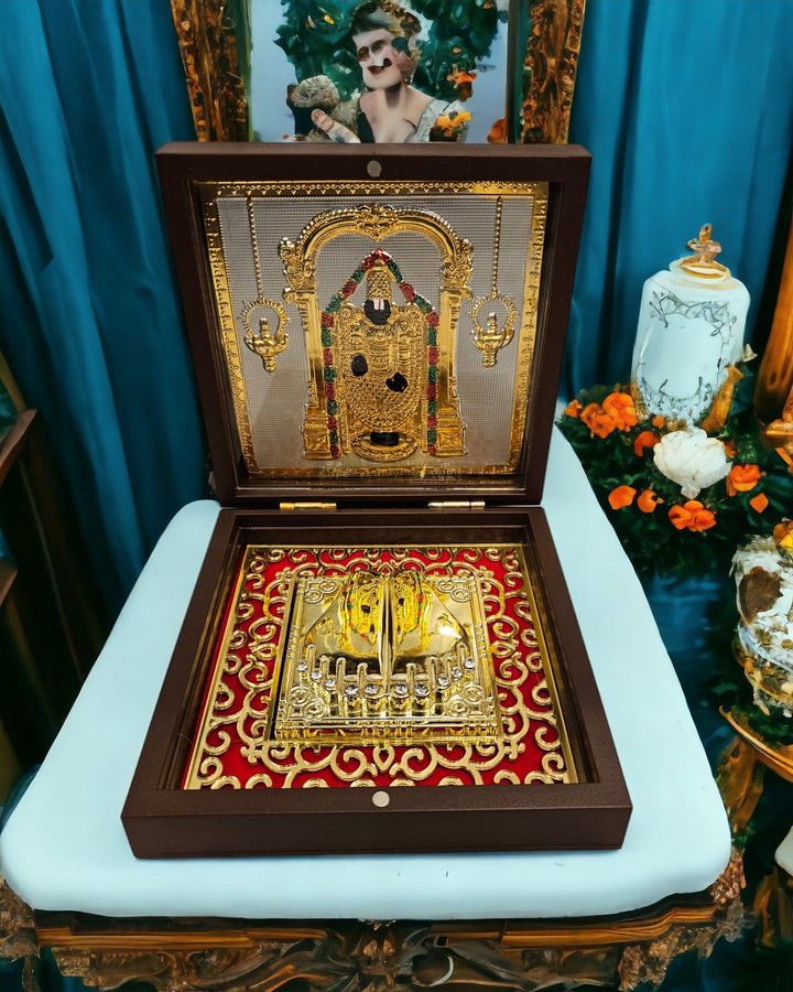 Gold Foil Lord Om Sri Venkatesaya Charan Paduka
