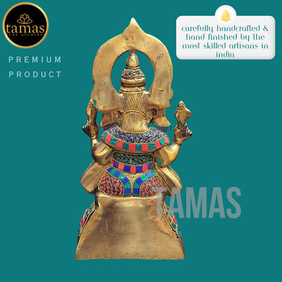 Tamas Brass Ganesh Stone Statue (12.5 Inches)