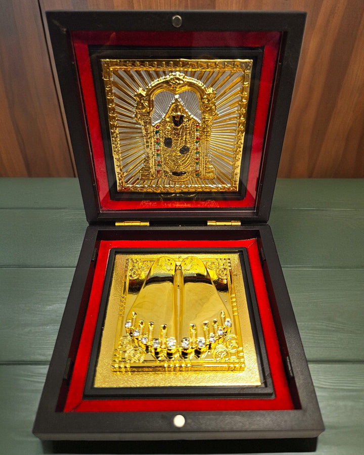 Gold Foil Lord Balaji Charan Paduka