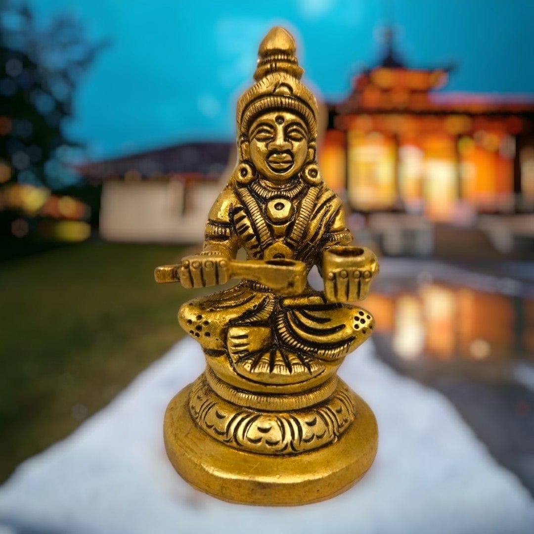 Brass Annapurna Handmade Statue/Idol(3 Inch)(Golden) - Tamas: Luxury Indian Gifts