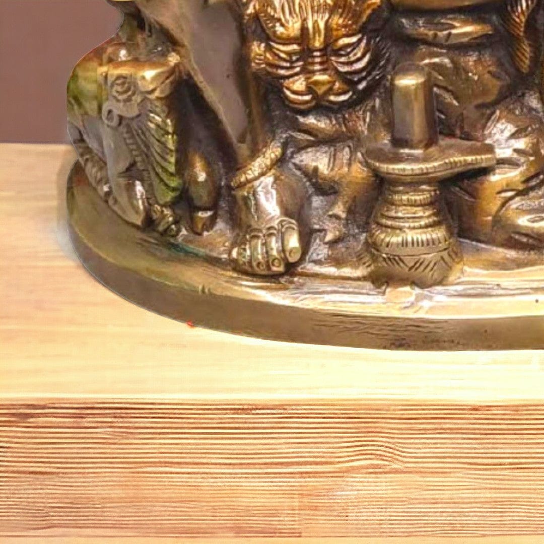 Tamas Brass Handcrafted Shiv Parivar Family Murti Statue/ Idol with Antique Finish (8.5 x 4.5 x 10 Inches, Golden) (Pack of 1) - Tamas: Luxury Indian Gifts