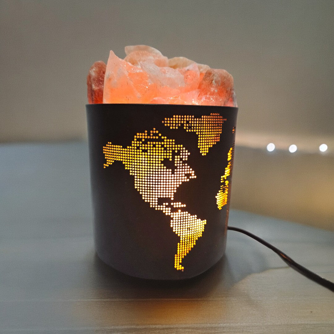 World Map Himalayan Rock Salt Lamp