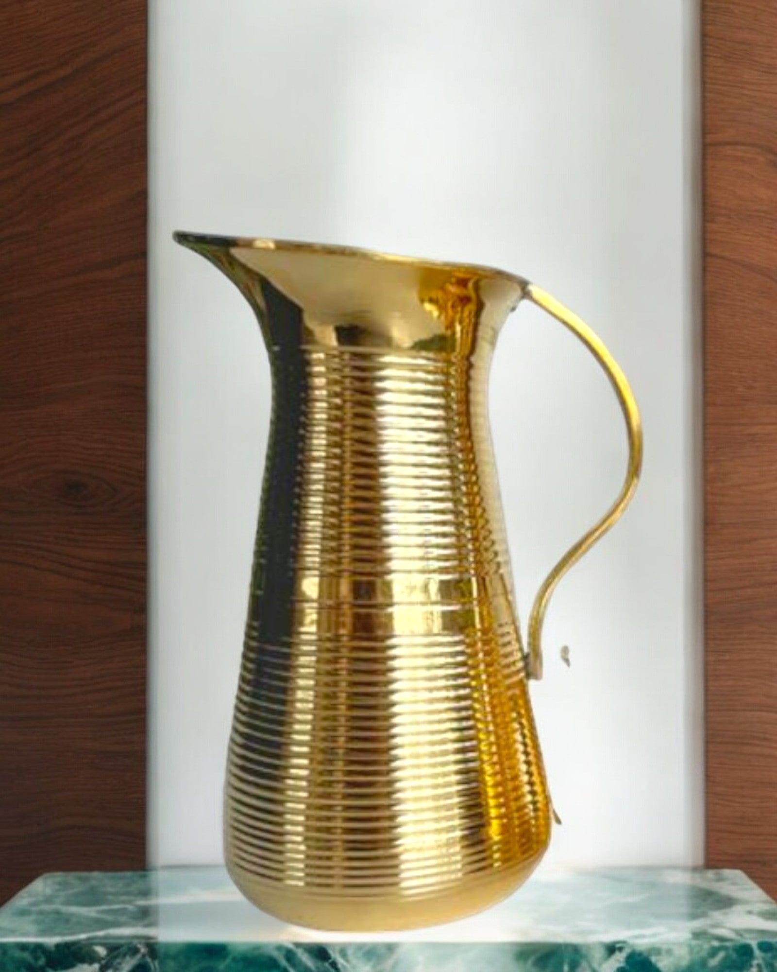 Brass Jug Pitcher Shape (8 Inch) (Golden) - Tamas: Luxury Indian Gifts