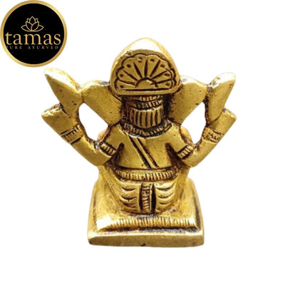 Tamas Lord Ganapati Sitting Decorative Brass Statue/Idol (Golden) (1.5 Inches)