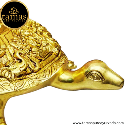 Tamas Brass Handcrafted Lord Ashtalakshmi/Ashta Lakshmi on Tortoise Meru Shree Yantra   Statue / Idol with Antique Finish (9 x 13.6 x 6 Inches, 6.1kg, Golden) (Pack of 1)