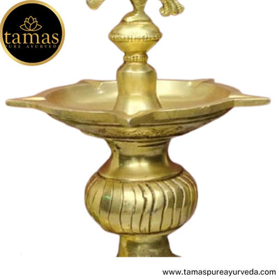 Tamas Brass Handcrafted Golden Decorative Elephant Brass Diya Stand  with Antique Finish (3 x 5 x12 Inches, Golden) (Pack of 1)
