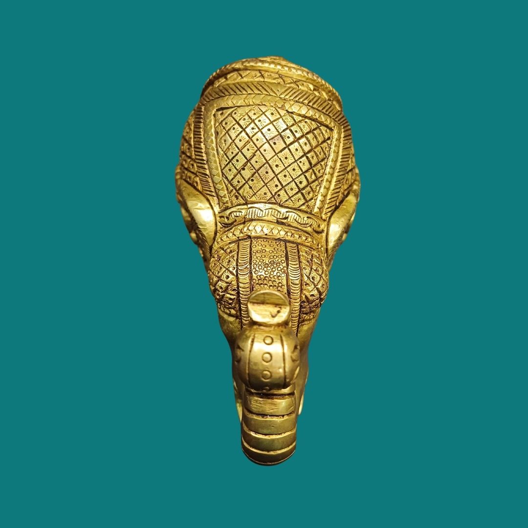 Tamas Brass Royal Elephant Home Accent Statue/Idol (Golden) (4.4 Inches)