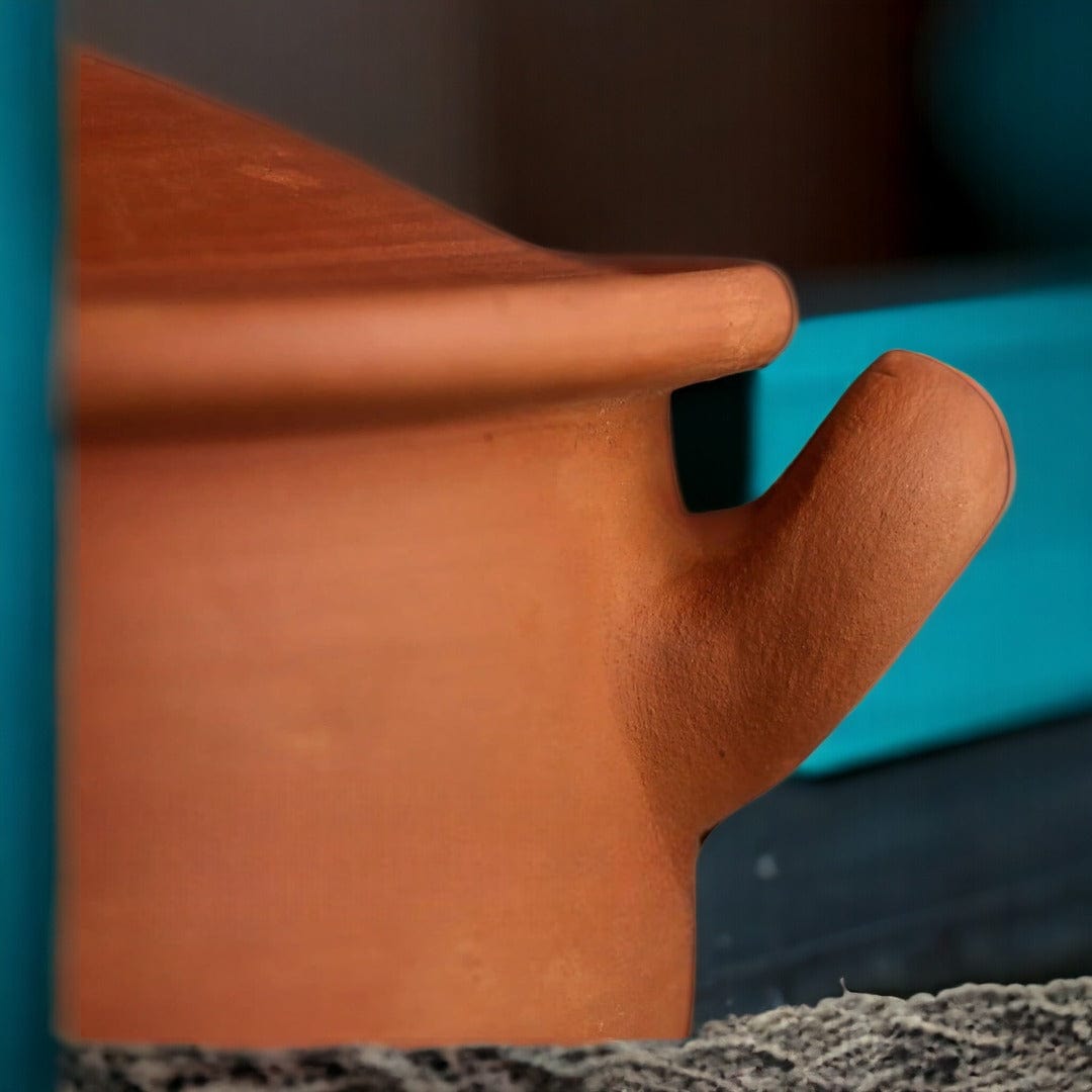 Tamas Handcrafted Terracotta Natural Clay Flat Kadhai (Brown) - Tamas: Luxury Indian Gifts