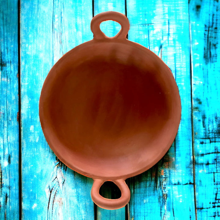 Tamas Handcrafted Terracotta Natural Clay Indian Wok (Brown)