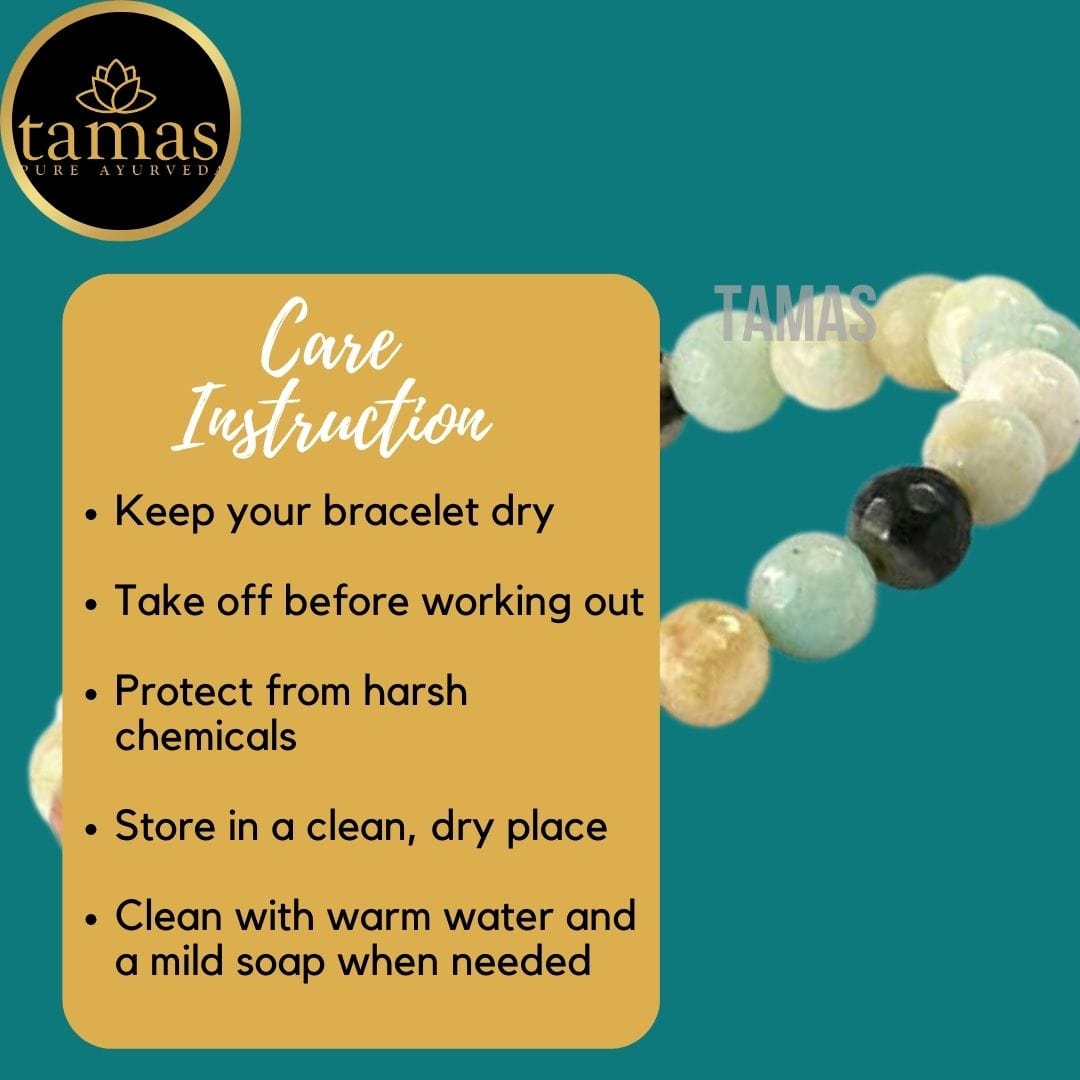 Tamas Amazonite Healing Crystal Stretchable Bracelet - Tamas: Luxury Indian Gifts