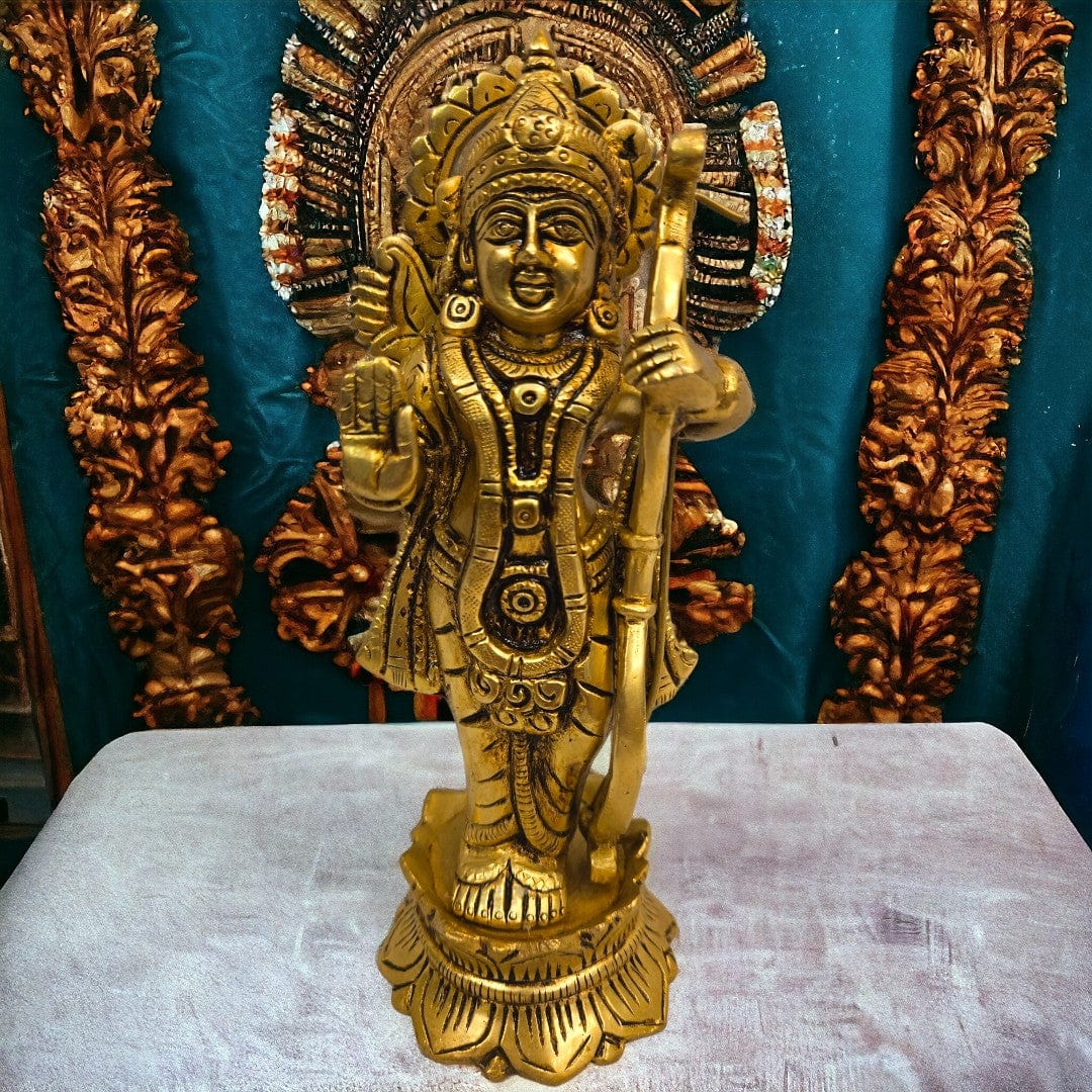 Brass lord rama with arrow and bow Statue/Idol (8 Inch) (Golden)|Free Premium Gift Box - Tamas: Luxury Indian Gifts