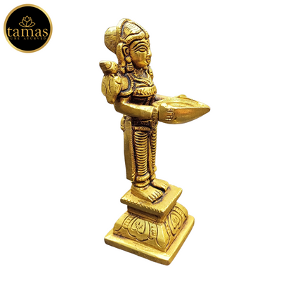 Tamas Brass Lady Holding a Lamp Statue (4.3 Inch)