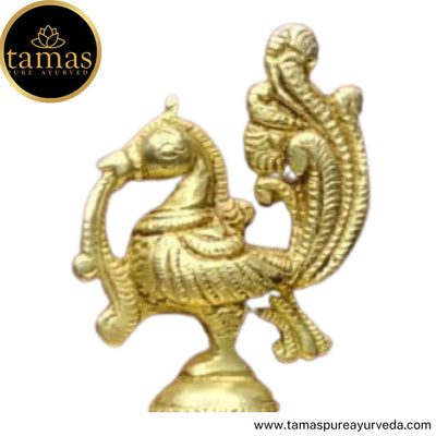 Tamas Brass Handcrafted Golden Decorative Elephant Brass Diya Stand  with Antique Finish (3 x 5 x12 Inches, Golden) (Pack of 1)