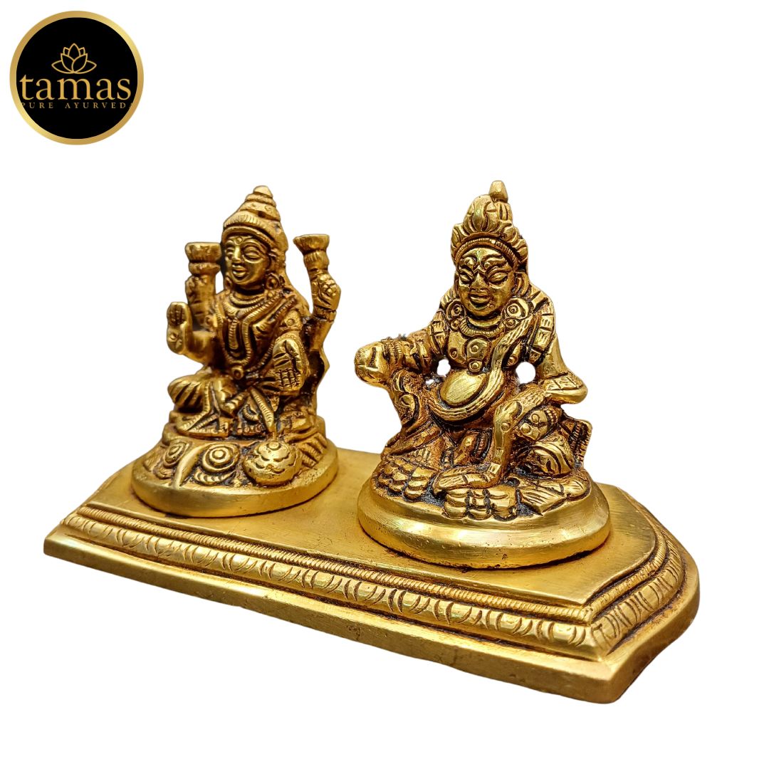 Brass Goddess Lakshmi and Lord Kuber Statue/Idol