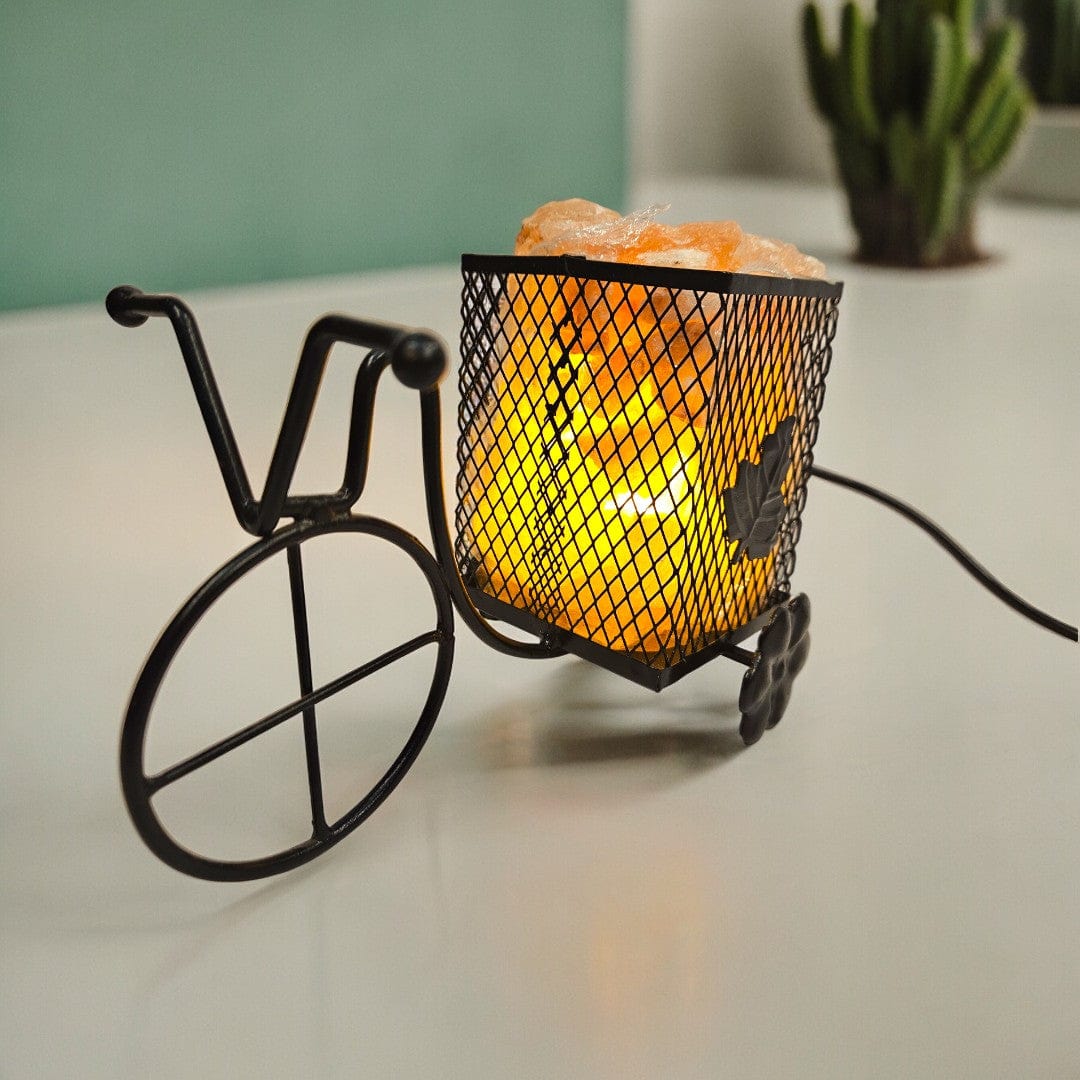 Antique Rickshaw Design Himalayan Rock Salt Lamp (15.24 cm) - Tamas: Luxury Indian Gifts