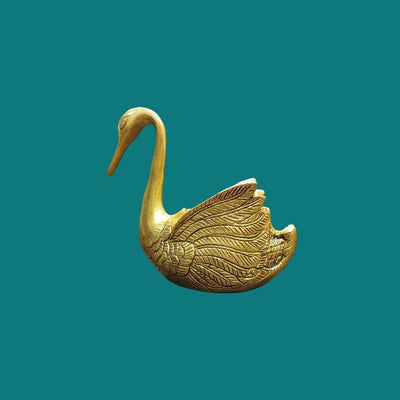 Tamas Brass Swan Home Interior Decor Item Statue/Idol (Golden) (5 Inches)