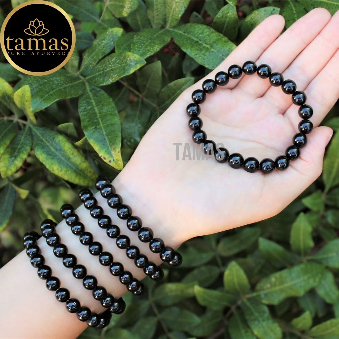 Tamas Black Tourmaline Healing Crystal Stretchable Bracelet