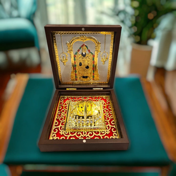 Gold Foil Lord Om Sri Venkatesaya Charan Paduka