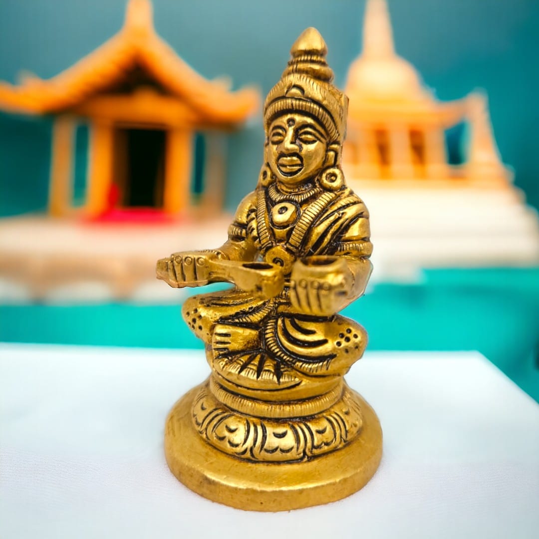 Brass Annapurna Handmade Statue/Idol(3 Inch)(Golden) - Tamas: Luxury Indian Gifts