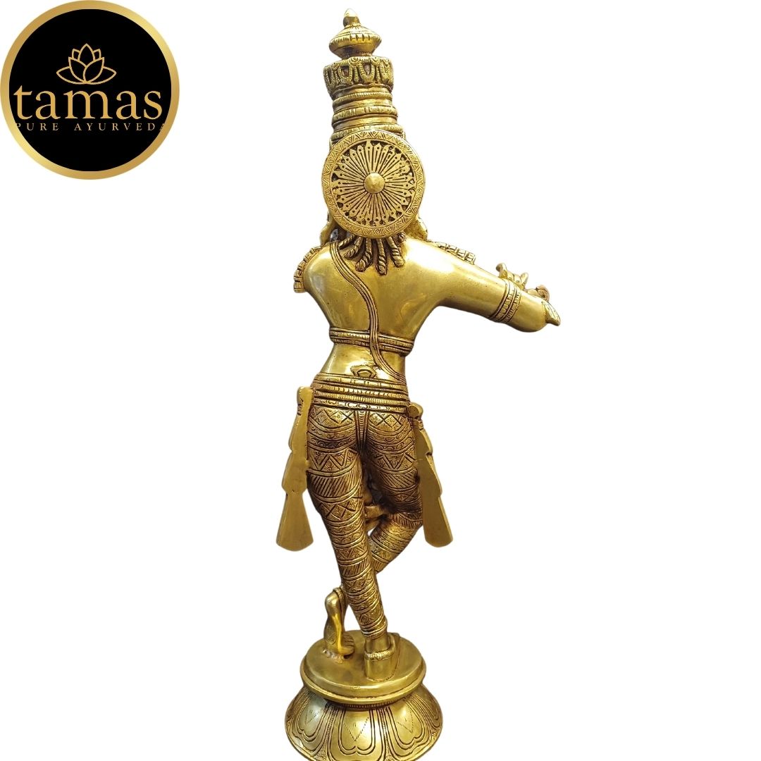 Tamas Brass Lord Krishna Kishan Gopal Murti Statue/Idol (Golden) (23 Inches)