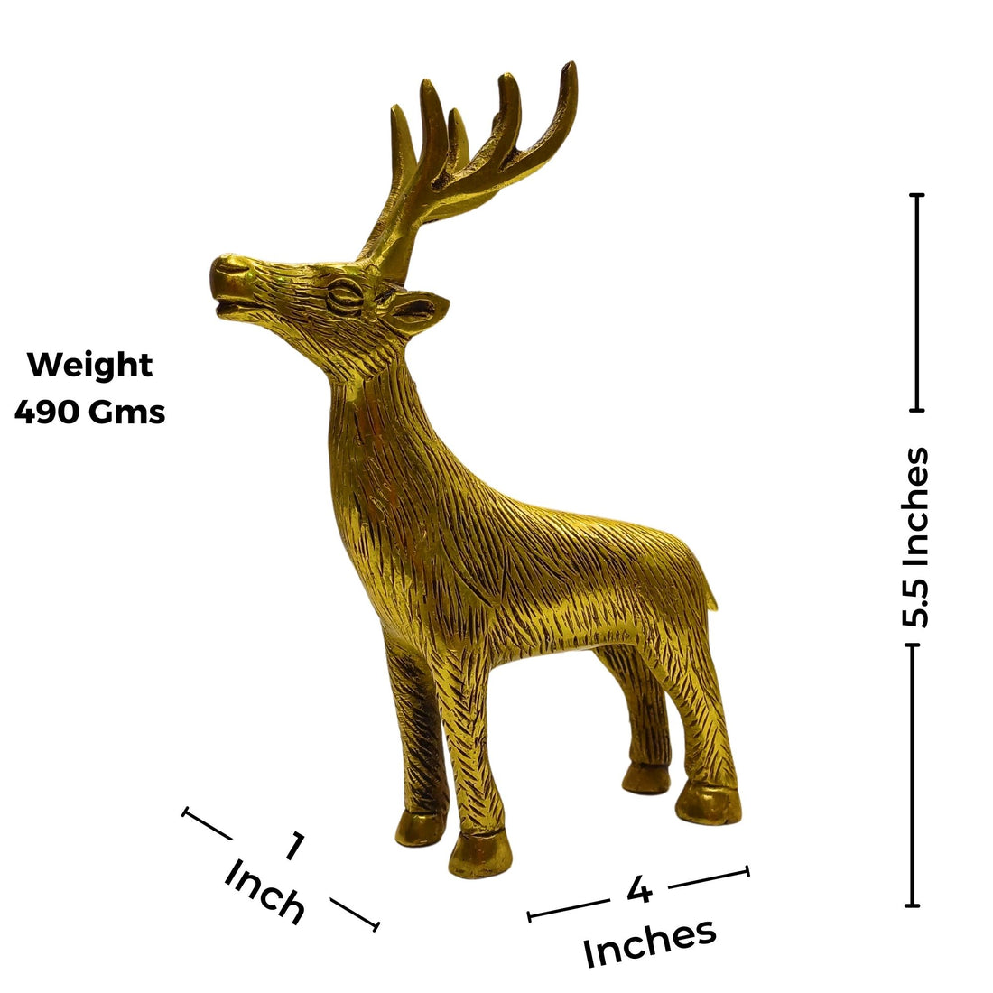 Tamas Brass Couple Deer Sculptures Home Decor Statue/Idol (Golden)(5.5 Inches)