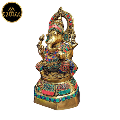 Tamas Brass Ganesh Stone Statue (12.5 Inches)