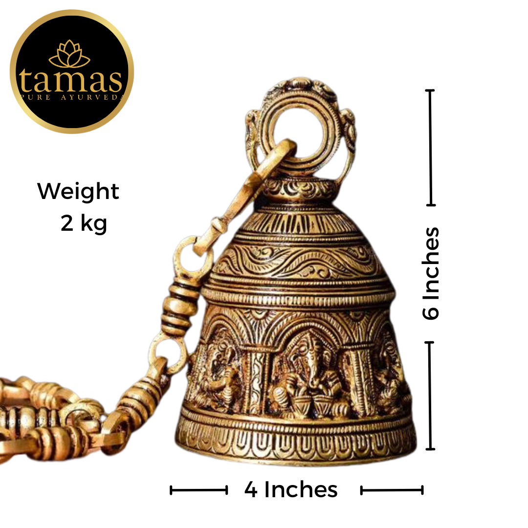 Mandir Hanging Bell Small Decorative Brass – Dharayati