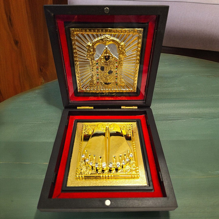 Gold Foil Lord Balaji Charan Paduka