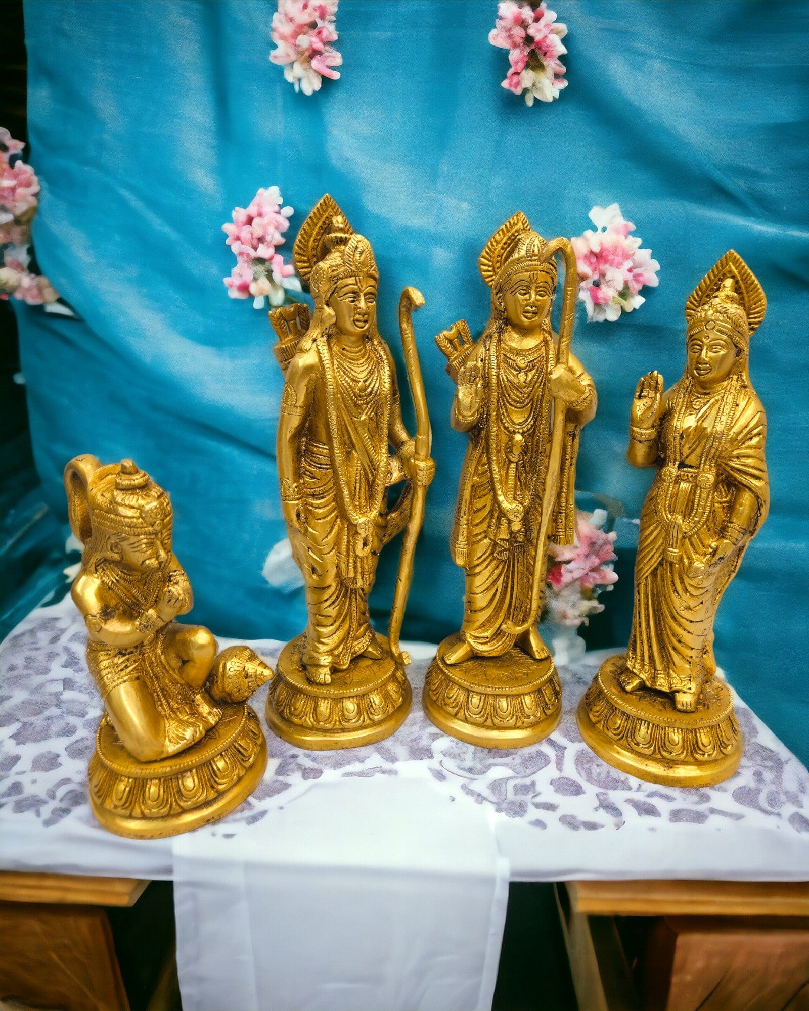 Lord Rama Brass Idol – 17” Antique Ram Darbar Statue for Pooja & Decor