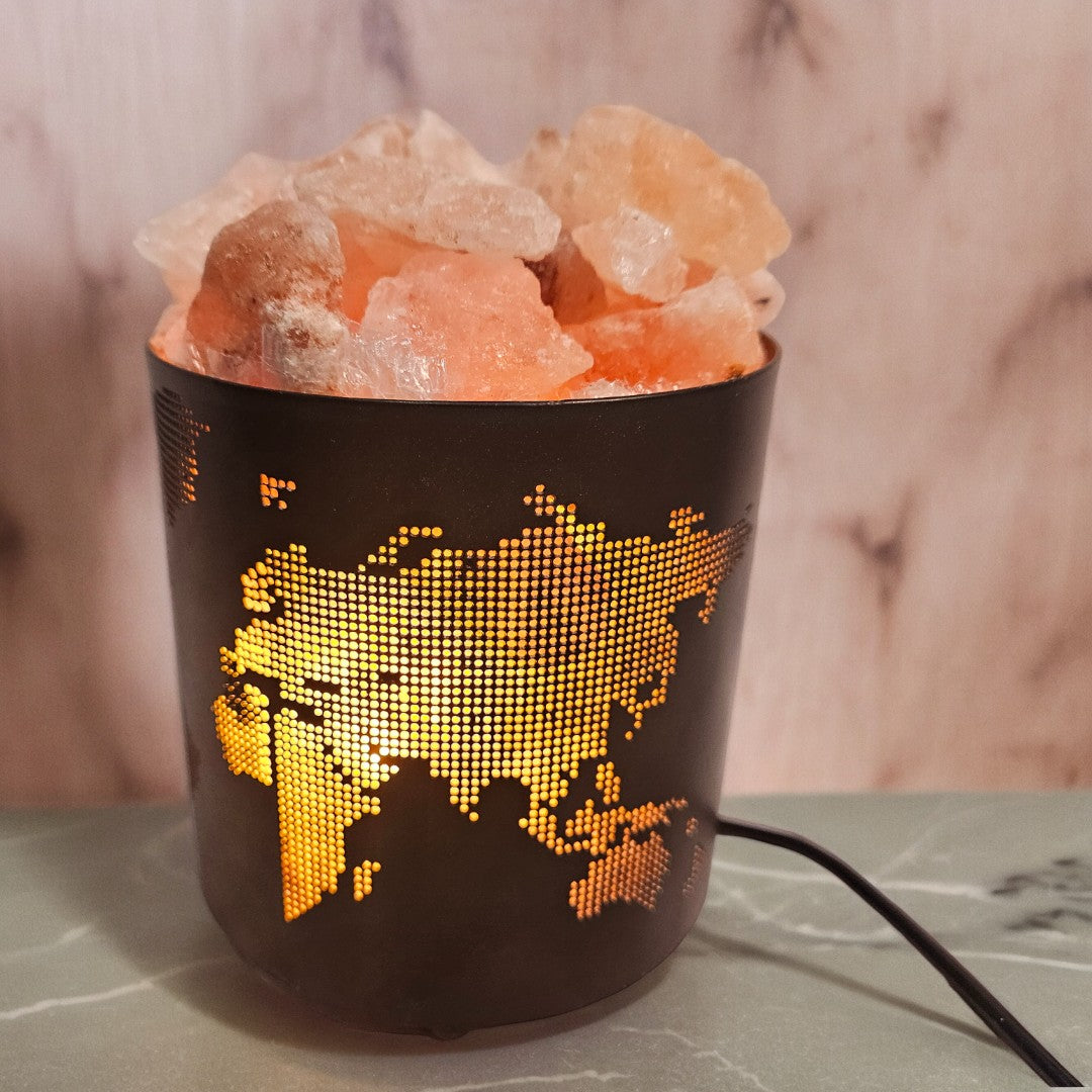 World Map Himalayan Rock Salt Lamp