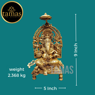 Tamas Brass Chowki Ganesha (9 Inch)