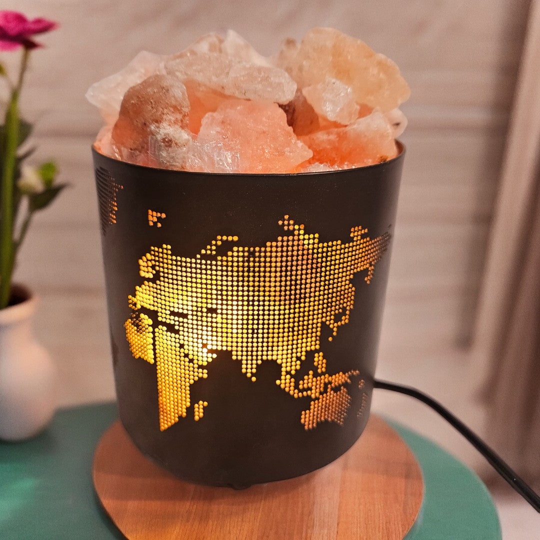 World Map Himalayan Rock Salt Lamp