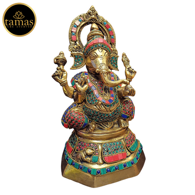 Tamas Brass Ganesh Stone Statue (12.5 Inches)