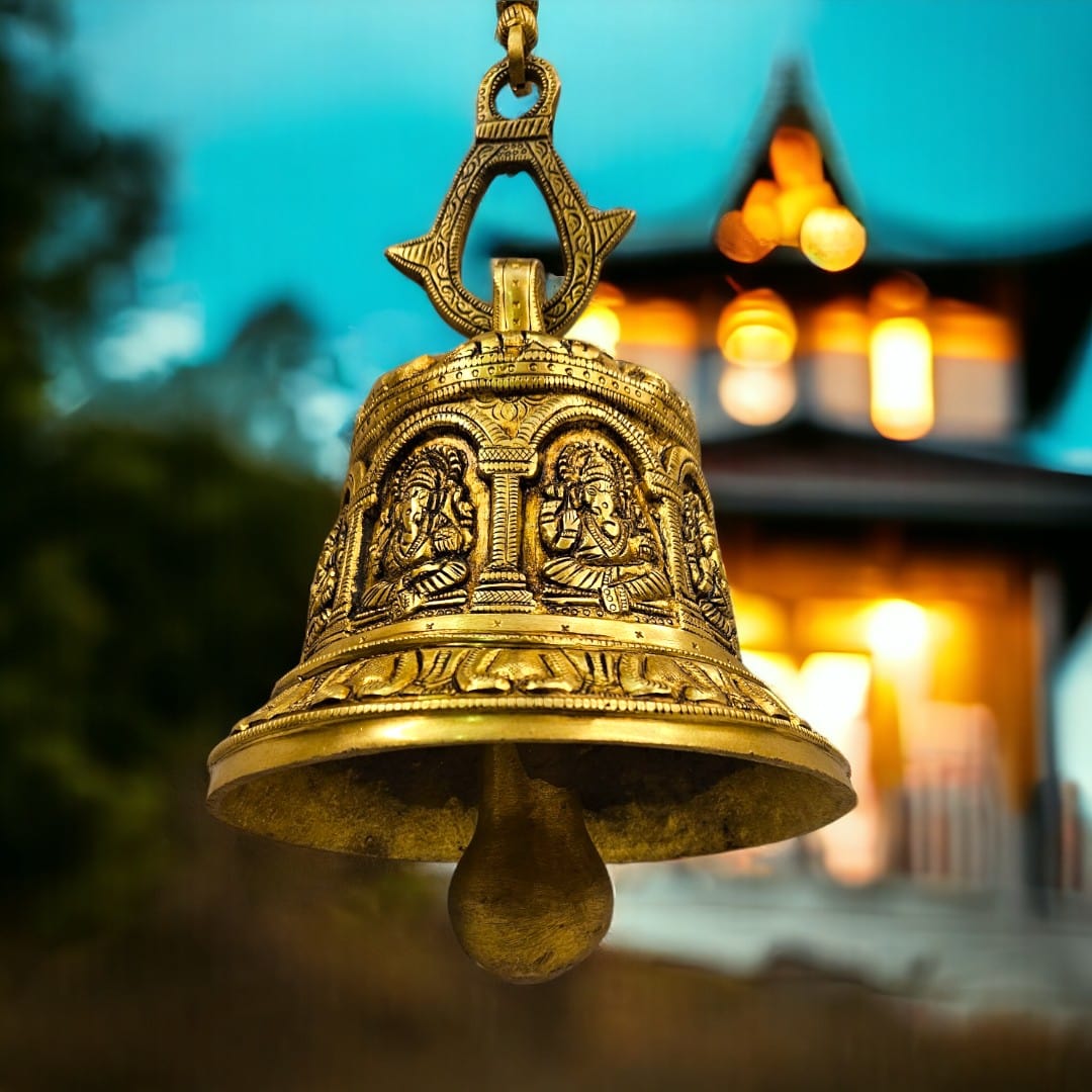 Brass Ganesha Temple Hanging Bell