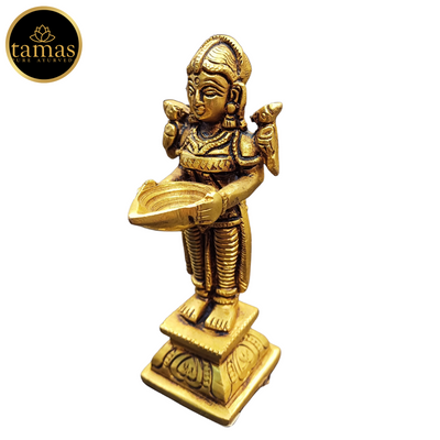 Tamas Brass Lady Holding a Lamp Statue (4.3 Inch)